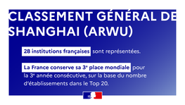 La stabilité de la France dans le classement général de Shanghai illustre le (...)